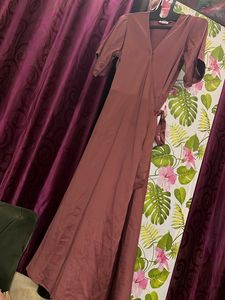 Peach Satin Wrap Dress