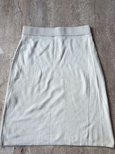 White Knit A-Line Skirt !