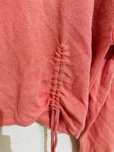 Oversize Peach Sweater Cum Top