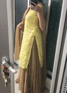 yellow and brown sharara Set
