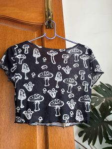 Mushroom Print Crop Top