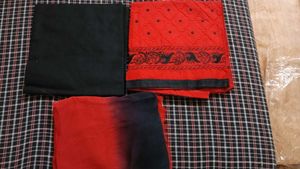 Red & Black Unstitched Suit Set