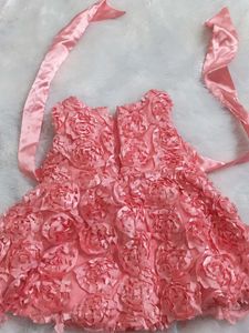 Pink Floral Applique Dress