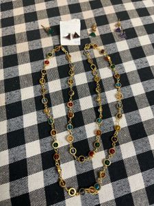 beautiful multi colour chain with 3 ear tops
