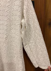 White Chikankari Kurti - Size S