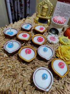 Decorative Diya Candles Any 3  Random colors