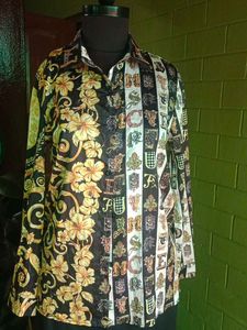 Versace Gold Hibiscus &amp; Zeus Silk Shirt