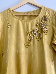 Yellow Embroidered Kurta