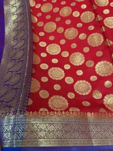 Bright Red and Purple Banarasi Heavy Dupatta