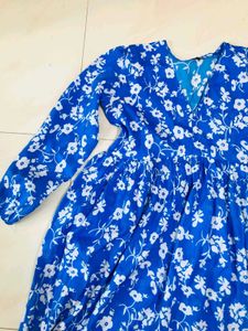 Floral Print Blue Dress