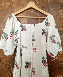 Patterned Puff Sleeve Dress
