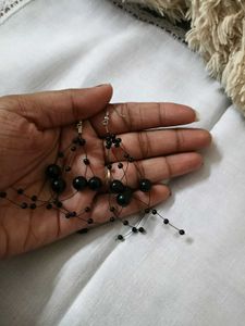 🖤 Elegant Black Statement Earrings/PearlEarning