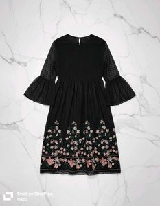 Elegant Black Floral Midi Dress