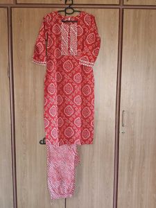 Bandhani Print &#34;Yufta&#34; Cotton Kurta Set
