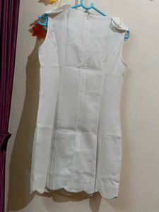 Girls White Polyester Tunic Without Belt