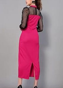 Chic Rani Pink With Black Mesh Detailing Dress XL