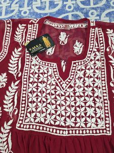 Maroon Embroidered Kurta