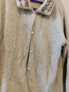 Collar Cardigan With Shimmer