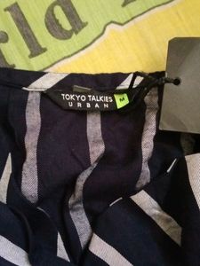 Navy Blue Striped Crop Top