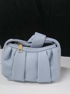 Pleated Pastel Blue Top Handle Bag