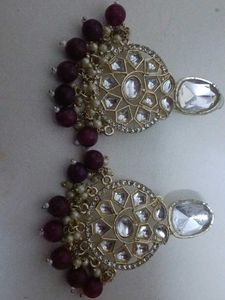 Statement Earrings with Pearls &amp; Burgundy Beads