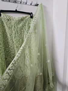 Elegant Pastel Green Embroidered Lehenga Set