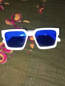 White Frame Blue Lens Sunglasses