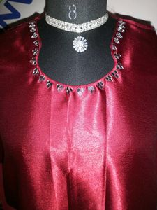 Maroon Embellished Kaftan