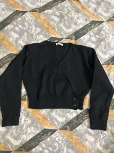 Chic Black Wrap Cardigan Sweater