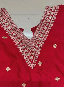 Red Embroidered Kurta