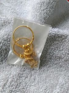 Gold Polished Flower Earrings