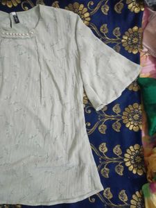 Elegant Pearl-Neckline Blouse