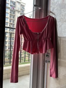 Cute Pink Peplum Top.SIZE-28-32
