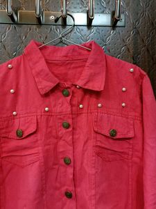Red Pearl Denim Jacket