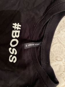 Black #BOSS Mesh Panel Sweatshirt