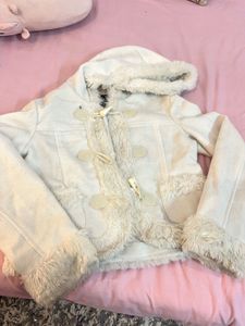 Fuzzy Trimmed Toggle Jacket