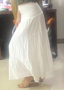Flowy White Tiered Skirt