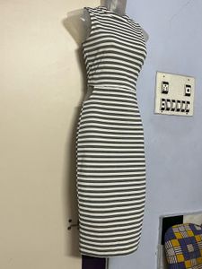 Pintrest Korean Striped Side Slit Bodycon Dress