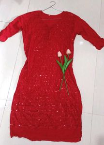 Sequins Red Kurta