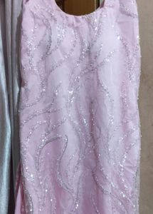 Pink Silk Net Kurti