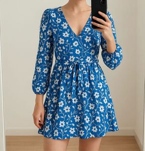 Floral Blue Mini Dress