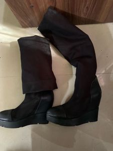 Black Wedge Boots