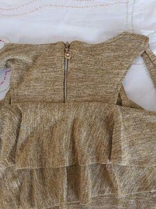 Gold Ruffle Cold Shoulder Top