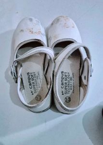 Girls Black And White School Shoes . 2 Pairs