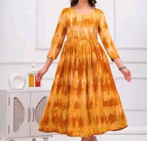 Anarkali Tie Dye Printed Kurti/Dress 4XL