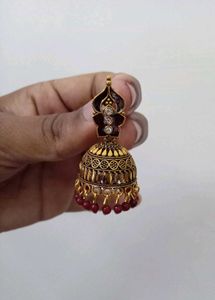Traditional Golden - Red Jhumka