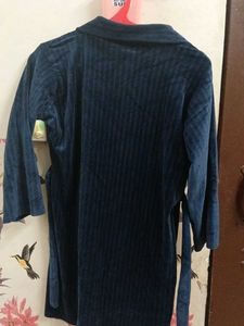 Elegant Dark Blue Velvet Cord Set