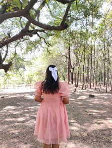 Women Peach Colour Puff Sleeve Mini Dress