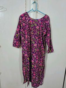 Purple Floral Print Kurta Set