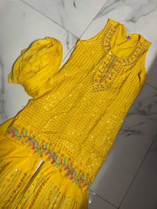 Yellow Sharar Set Party Wear Wedding Dress